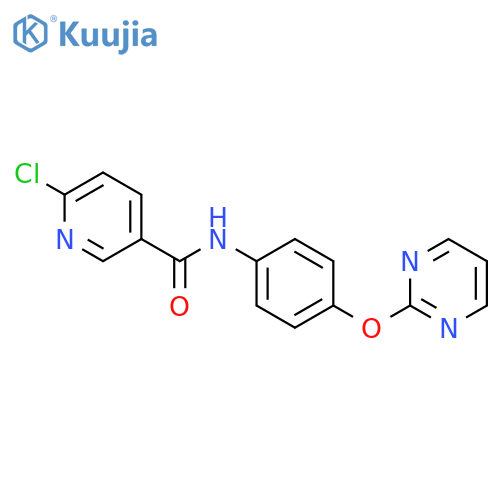 6-chloro-N-[4-(pyrimidin-2-yloxy)phenyl]pyridine-3-carboxamide structure