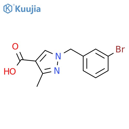 1-(3-bromophenyl)methyl-3-methyl-1H-pyrazole-4-carboxylic acid structure