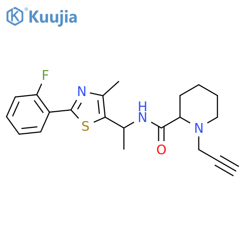 N-{1-[2-(2-fluorophenyl)-4-methyl-1,3-thiazol-5-yl]ethyl}-1-(prop-2-yn-1-yl)piperidine-2-carboxamide structure