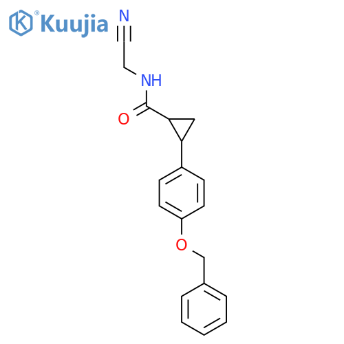 2-4-(benzyloxy)phenyl-N-(cyanomethyl)cyclopropane-1-carboxamide structure