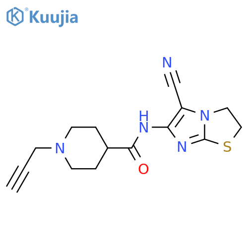 N-{5-cyano-2H,3H-imidazo[2,1-b][1,3]thiazol-6-yl}-1-(prop-2-yn-1-yl)piperidine-4-carboxamide structure