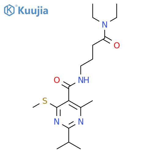 N,N-diethyl-4-{[4-methyl-6-(methylsulfanyl)-2-(propan-2-yl)pyrimidin-5-yl]formamido}butanamide structure