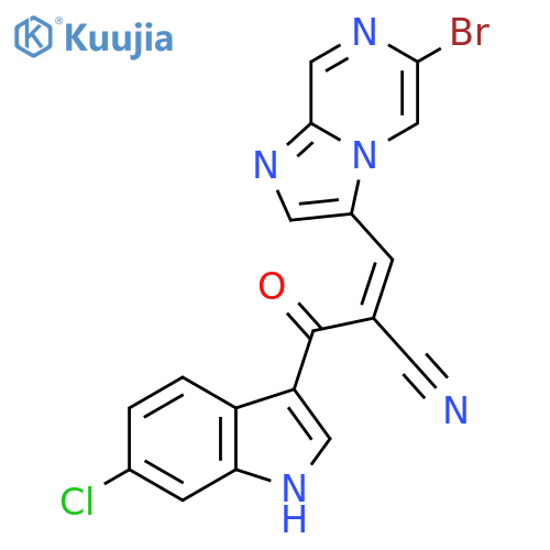 (Z)-3-(6-Bromoimidazo[1,2-a]pyrazin-3-yl)-2-(6-chloro-1H-indole-3-carbonyl)prop-2-enenitrile structure