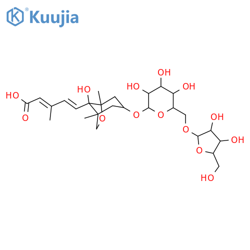 5,13-Epoxy-3,6-dihydroxycyclofarnesa-7,9-dien-11-oic acid; (3S,5R,6S,7E,9Z)-form, 3-O-[β-D-Ribofuranosyl-(1→6)-β-D-glucopyranoside] structure
