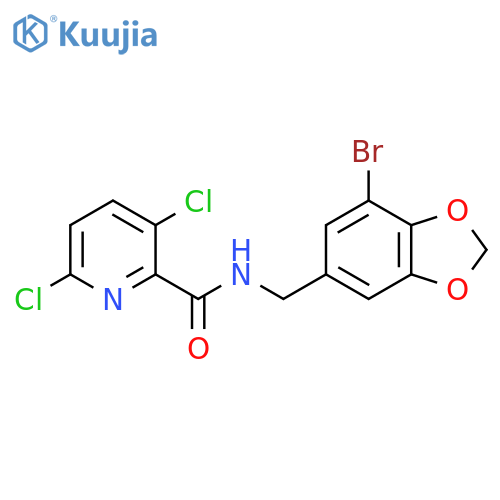 N-[(7-bromo-2H-1,3-benzodioxol-5-yl)methyl]-3,6-dichloropyridine-2-carboxamide structure