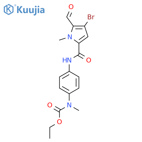 Ethyl N-[4-[(4-bromo-5-formyl-1-methylpyrrole-2-carbonyl)amino]phenyl]-N-methylcarbamate structure