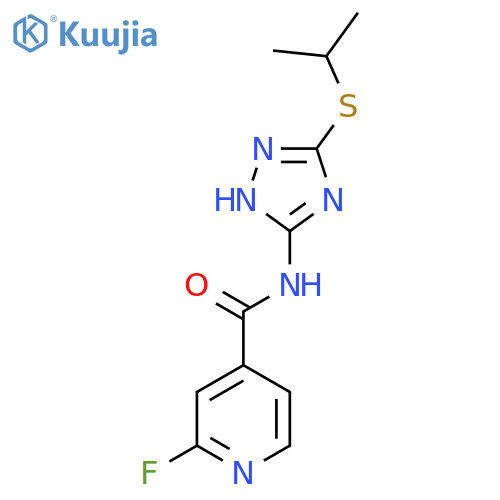 2-fluoro-N-[3-(propan-2-ylsulfanyl)-1H-1,2,4-triazol-5-yl]pyridine-4-carboxamide structure
