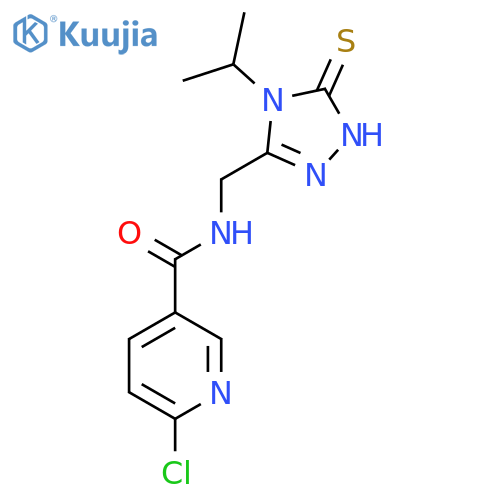 6-chloro-N-{4-(propan-2-yl)-5-sulfanyl-4H-1,2,4-triazol-3-ylmethyl}pyridine-3-carboxamide structure
