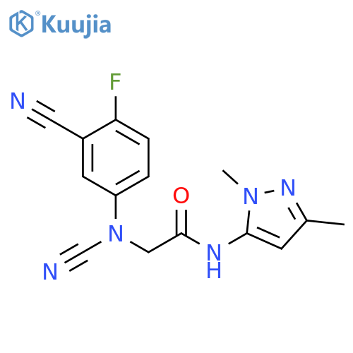 2-[Cyano(3-cyano-4-fluorophenyl)amino]-N-(1,3-dimethyl-1H-pyrazol-5-yl)acetamide structure
