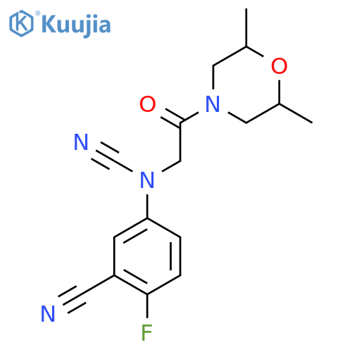 (3-Cyano-4-fluorophenyl)-[2-(2,6-dimethylmorpholin-4-yl)-2-oxoethyl]cyanamide structure