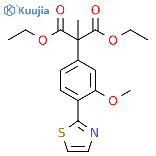Propanedioic acid, [3-methoxy-4-(2-thiazolyl)phenyl]methyl-, diethylester structure