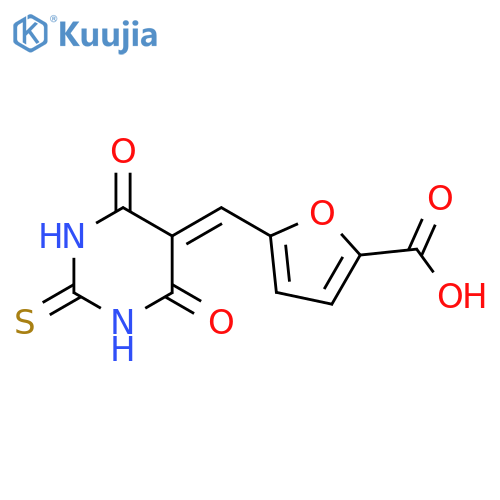 2-Furancarboxylic acid, 5-[(tetrahydro-4,6-dioxo-2-thioxo-5(2H)-pyrimidinylidene)methyl]- structure