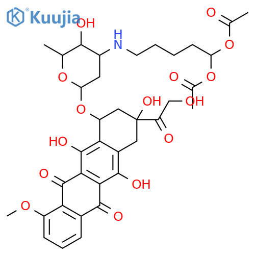 5,12-Naphthacenedione,10-[[3-[[5,5-bis(acetyloxy)pentyl]amino]-2,3,6-trideoxy-a-L-lyxo-hexopyranosyl]oxy]-7,8,9,10-tetrahydro-6,8,11-trihydroxy-8-(hydroxyacetyl)-1-methoxy-,(8S,10S)- (9CI) structure