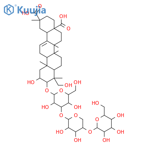 Olean-12-ene-28,29-dioicacid, 3-[(O-b-D-glucopyranosyl-(1&reg;4)-O-b-D-xylopyranosyl-(1&reg;4)-b-D-glucopyranosyl)oxy]-2,23-dihydroxy-, (2b,3b,4a,20b)- (9CI) structure