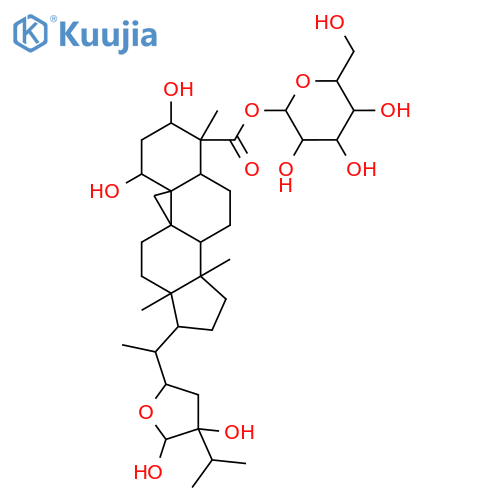 β-D-glucopyranosyl 22(R),28-epoxy-1α,3β,24(S),28-tetrahydroxy-4α,14-dimethyl-9,19-cycloergostane-4-carboxylate structure