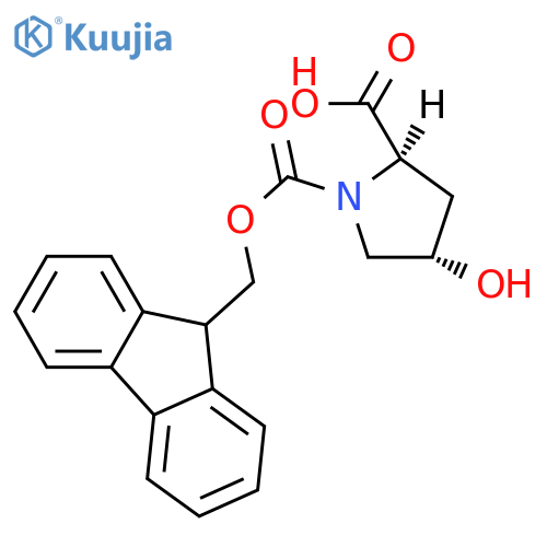 (2R,4S)-1-{(9H-fluoren-9-yl)methoxycarbonyl}-4-hydroxypyrrolidine-2-carboxylic acid structure