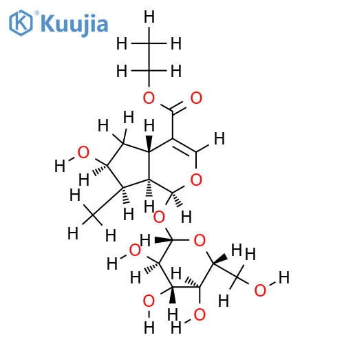 1beta,7beta-dihydroxy-8beta-methyl-2-oxabicyclo[4.3.0]-5beta,9beta-bona-3-enoic acid ethyl ester 1-O-beta-D-glucopyranoside structure