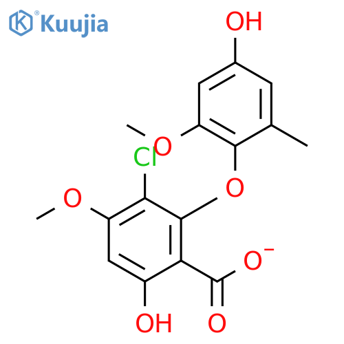 3-chloro-6-hydroxy-2-(4-hydroxy-2-methoxy-6-methylphenoxy)-4-methoxybenzoate structure