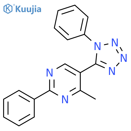 Pyrimidine, 4-methyl-2-phenyl-5-(1-phenyl-1H-tetrazol-5-yl)- structure