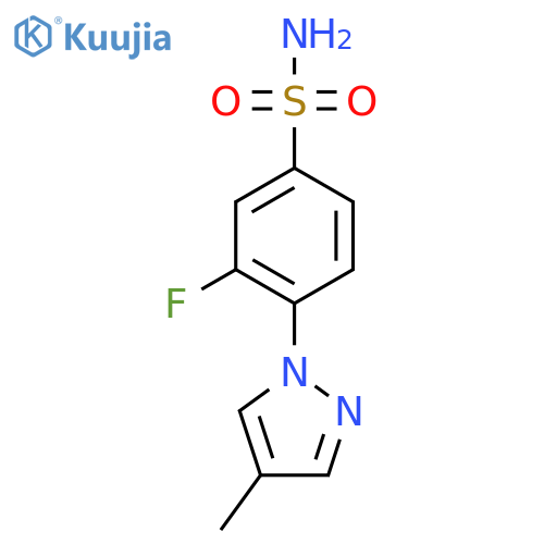 3-Fluoro-4-(4-methyl-1H-pyrazol-1-yl)benzene-1-sulfonamide structure