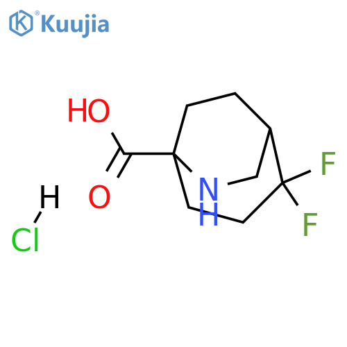 2,2-difluoro-6-azabicyclo[3.2.2]nonane-5-carboxylic acid hydrochloride structure