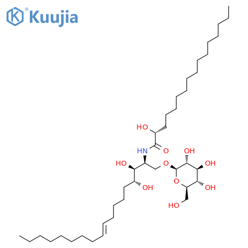 (2R)-N-{(1S,2S,3R,8E)-1-[(beta-D-glucopyranosyloxy)methyl]-2,3-dihydroxyheptadec-8-en-1-yl}-2-hydroxyhexadecanamide structure