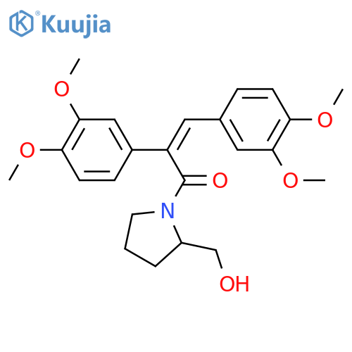 2-Propen-1-one, 2,3-bis(3,4-dimethoxyphenyl)-1-[(2S)-2-(hydroxymethyl)-1-pyrrolidinyl]- structure