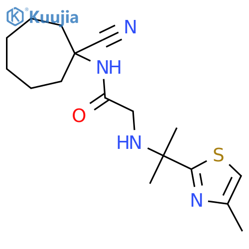 N-(1-cyanocycloheptyl)-2-{[2-(4-methyl-1,3-thiazol-2-yl)propan-2-yl]amino}acetamide structure