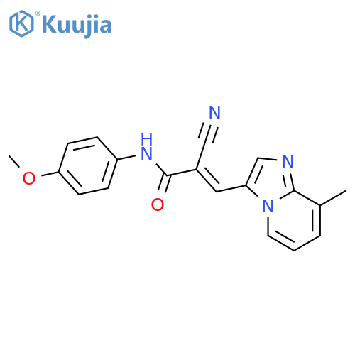 2-cyano-N-(4-methoxyphenyl)-3-{8-methylimidazo[1,2-a]pyridin-3-yl}prop-2-enamide structure