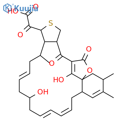 3H,21H-19a,22-Metheno-1H-thieno[3,4-e][1]benzoxacycloeicosin-3-aceticacid,3a,4,5,8,9,10,15,15a,18,19,23,23a-dodecahydro-9,24-dihydroxy-4,17,18-trimethyl-a,21,23-trioxo- (9CI) structure