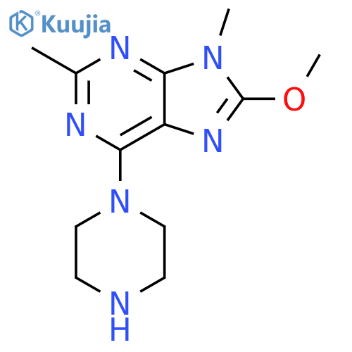9H-Purine, 8-methoxy-2,9-dimethyl-6-(1-piperazinyl)- structure