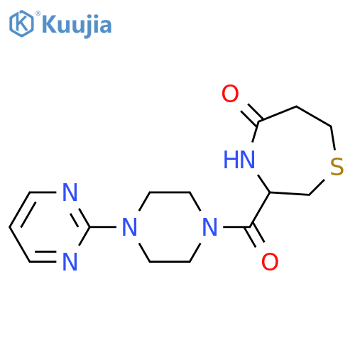 3-[4-(pyrimidin-2-yl)piperazine-1-carbonyl]-1,4-thiazepan-5-one structure