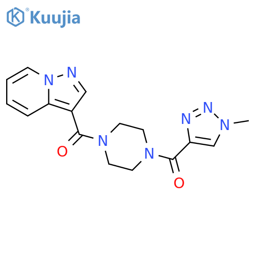 1-(1-methyl-1H-1,2,3-triazole-4-carbonyl)-4-{pyrazolo[1,5-a]pyridine-3-carbonyl}piperazine structure