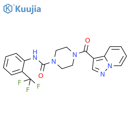 4-{pyrazolo[1,5-a]pyridine-3-carbonyl}-N-[2-(trifluoromethyl)phenyl]piperazine-1-carboxamide structure