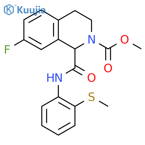 methyl 7-fluoro-1-{[2-(methylsulfanyl)phenyl]carbamoyl}-1,2,3,4-tetrahydroisoquinoline-2-carboxylate structure