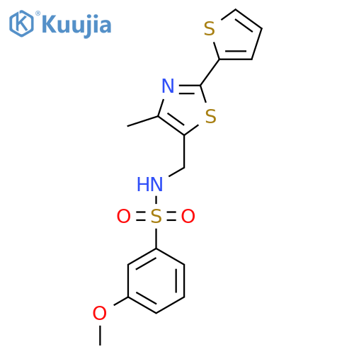 3-methoxy-N-{4-methyl-2-(thiophen-2-yl)-1,3-thiazol-5-ylmethyl}benzene-1-sulfonamide structure