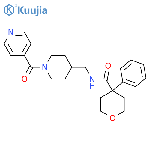 4-phenyl-N-{1-(pyridine-4-carbonyl)piperidin-4-ylmethyl}oxane-4-carboxamide structure
