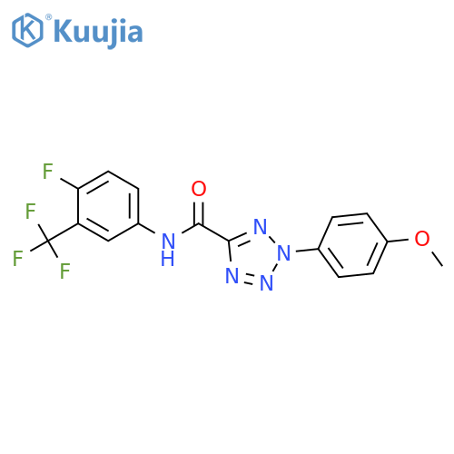 N-[4-fluoro-3-(trifluoromethyl)phenyl]-2-(4-methoxyphenyl)-2H-1,2,3,4-tetrazole-5-carboxamide structure
