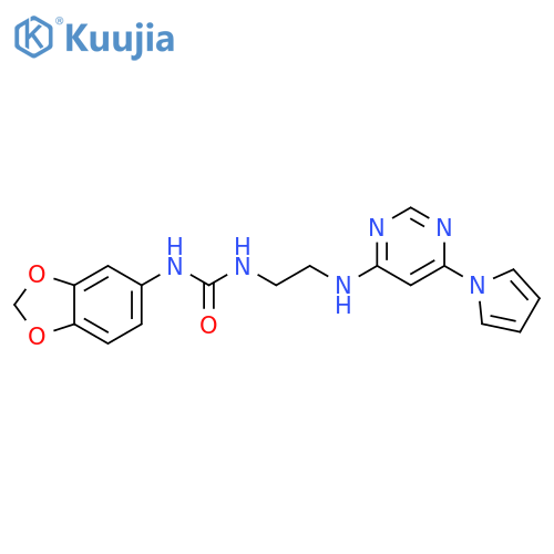 3-(2H-1,3-benzodioxol-5-yl)-1-(2-{[6-(1H-pyrrol-1-yl)pyrimidin-4-yl]amino}ethyl)urea structure