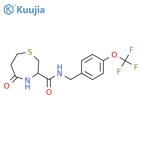5-oxo-N-{[4-(trifluoromethoxy)phenyl]methyl}-1,4-thiazepane-3-carboxamide structure