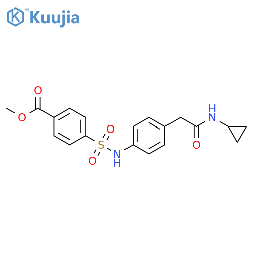 methyl 4-({4-[(cyclopropylcarbamoyl)methyl]phenyl}sulfamoyl)benzoate structure