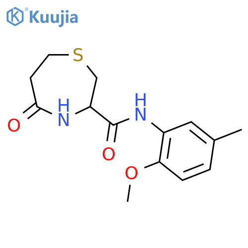 N-(2-methoxy-5-methylphenyl)-5-oxo-1,4-thiazepane-3-carboxamide structure