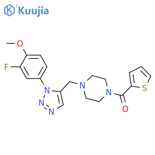 1-{[1-(3-fluoro-4-methoxyphenyl)-1H-1,2,3-triazol-5-yl]methyl}-4-(thiophene-2-carbonyl)piperazine structure