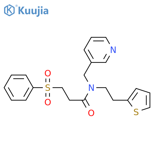 3-(benzenesulfonyl)-N-[(pyridin-3-yl)methyl]-N-[2-(thiophen-2-yl)ethyl]propanamide structure