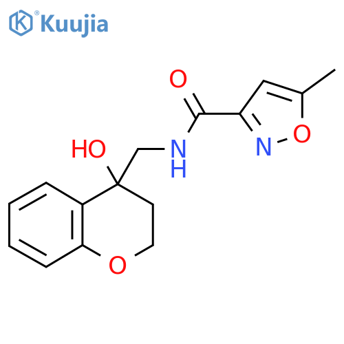 N-(4-hydroxy-3,4-dihydro-2H-1-benzopyran-4-yl)methyl-5-methyl-1,2-oxazole-3-carboxamide structure