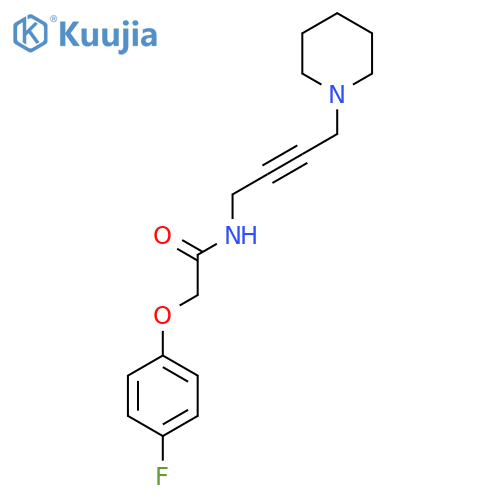 2-(4-fluorophenoxy)-N-4-(piperidin-1-yl)but-2-yn-1-ylacetamide structure