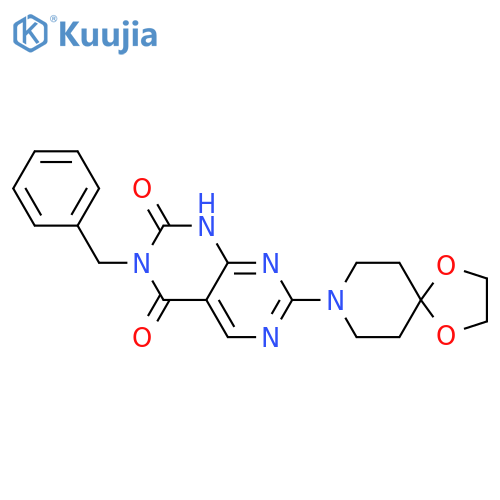 3-benzyl-7-{1,4-dioxa-8-azaspiro4.5decan-8-yl}-1H,2H,3H,4H-1,3diazino4,5-dpyrimidine-2,4-dione structure