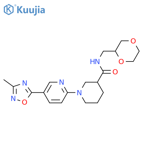 N-(1,4-dioxan-2-yl)methyl-1-5-(3-methyl-1,2,4-oxadiazol-5-yl)pyridin-2-ylpiperidine-3-carboxamide structure