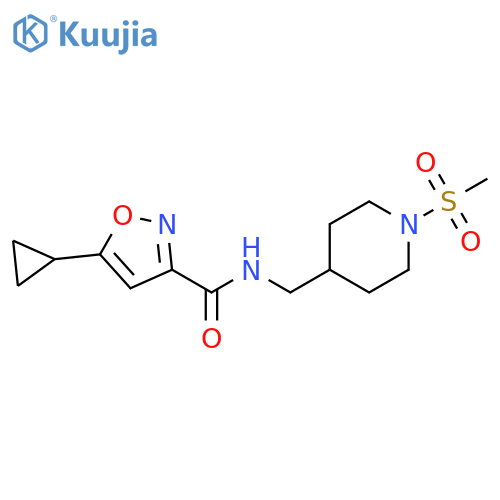 5-cyclopropyl-N-[(1-methanesulfonylpiperidin-4-yl)methyl]-1,2-oxazole-3-carboxamide structure