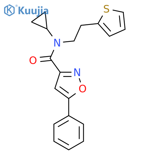 N-cyclopropyl-5-phenyl-N-[2-(thiophen-2-yl)ethyl]-1,2-oxazole-3-carboxamide structure